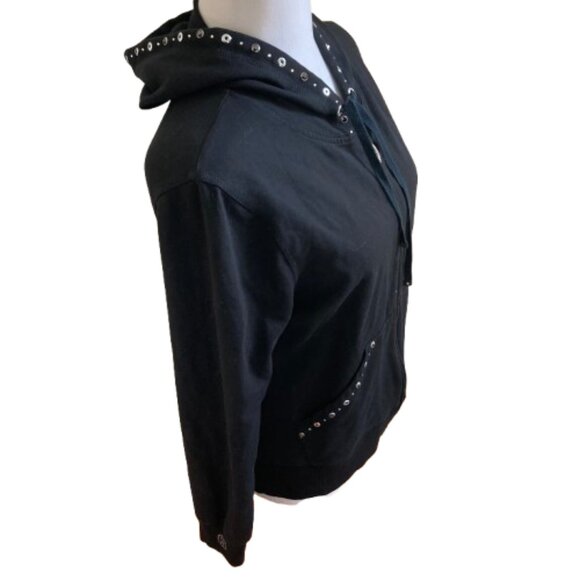 Christine Alexander Black Hoodie with Swarovski Crystals Full Zip, sz. Medium - Picture 6 of 14